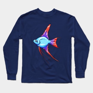 Tropical Fish Cartoon Illustration Goldfish Design Long Sleeve T-Shirt